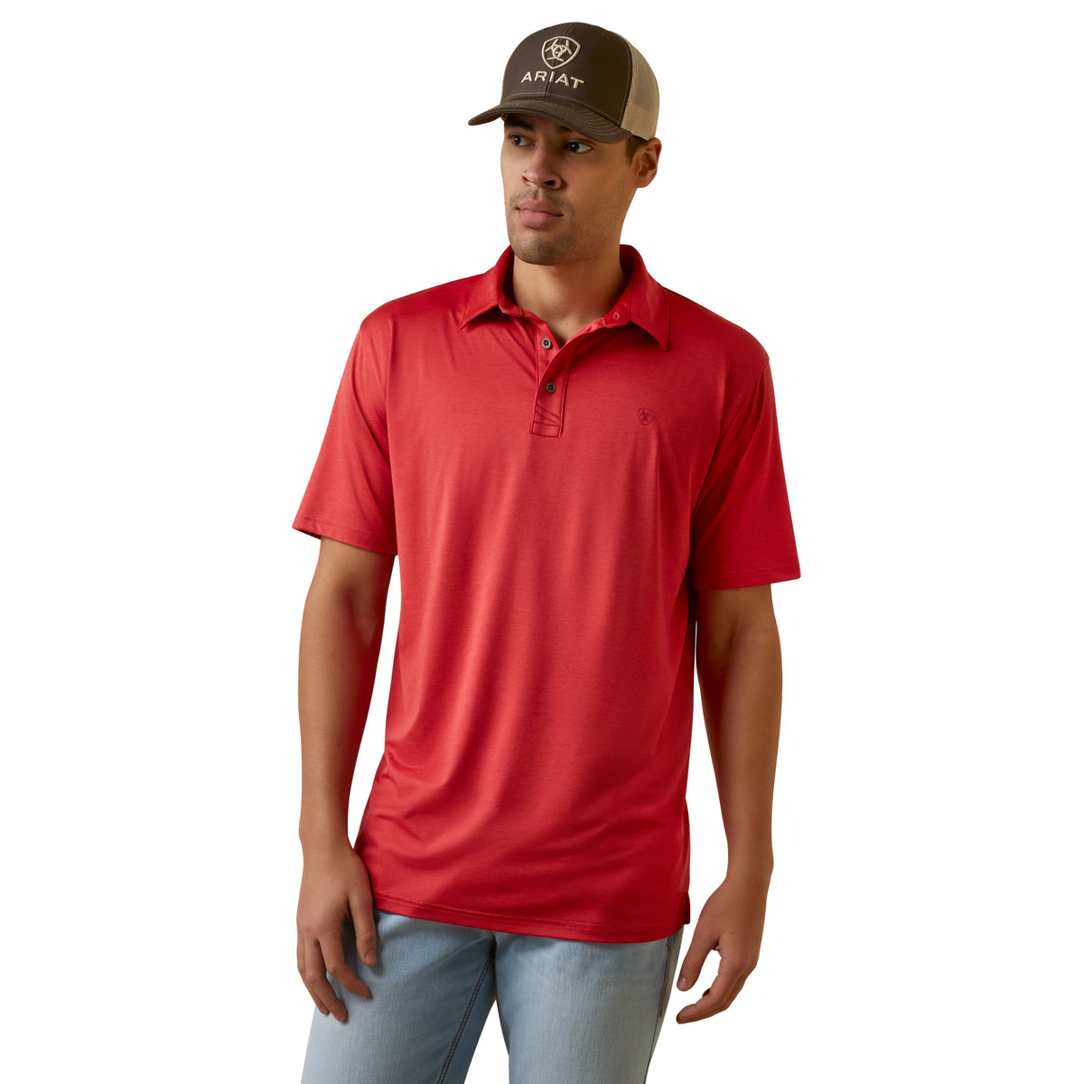 ARIAT CHARGER 2.0 FITTED POLO - TANGO RED