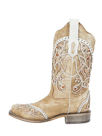 Load image into Gallery viewer, WOMEN’S CORRAL EMBROIDERY AND STUDS SQUARE TOE WESTERN BOOTS
