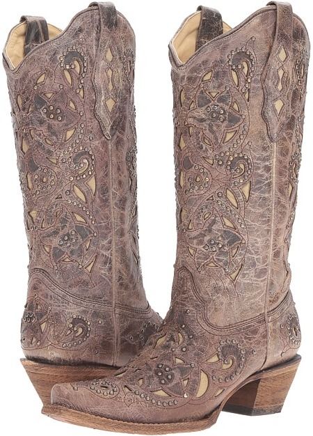 WOMEN’S CORRAL BROWN CRATER BONE INLAY AND STUDS BOOTS