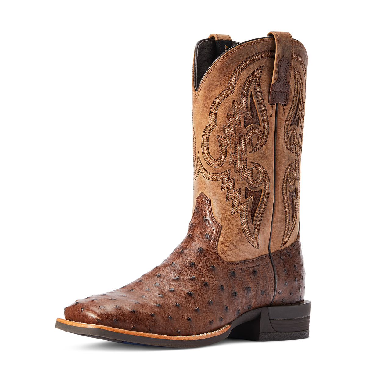 MEN'S ARIAT DAGGER FULL QUILL OSTRICH BOOTS - TABAC
