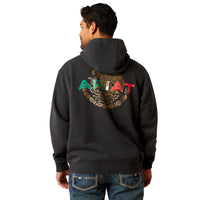 Load image into Gallery viewer, ARIAT MEXICO FLAG LOCKUP HOODIE - BLACK HEATHER
