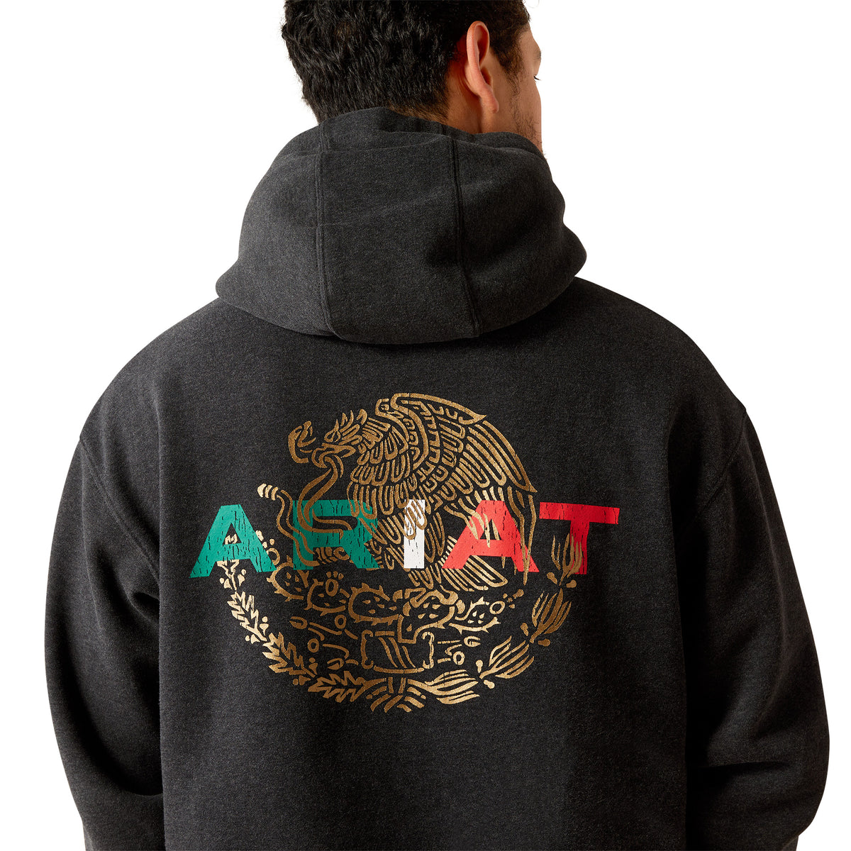 ARIAT MEXICO FLAG LOCKUP HOODIE - BLACK HEATHER