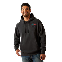 Load image into Gallery viewer, ARIAT MEXICO FLAG LOCKUP HOODIE - BLACK HEATHER
