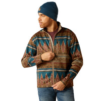 Load image into Gallery viewer, ARIAT MEN&#39;S CALDWELL FULL ZIP SWEATER - OXFORD TAN SOUTHWEST PRINT
