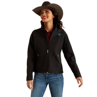 Load image into Gallery viewer, ARIAT WOMEN’S NEW TEAM SOFTSHELL JACKET - BLACK|SERRANO SOUTHWEST PRINT
