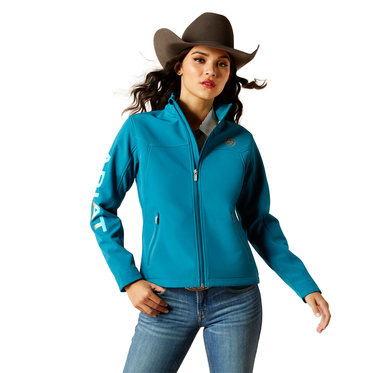 ARIAT WOMEN’S NEW TEAM SOFTSHELL JACKET - OCEAN DEPTHS|RETRO RANCH PRINT