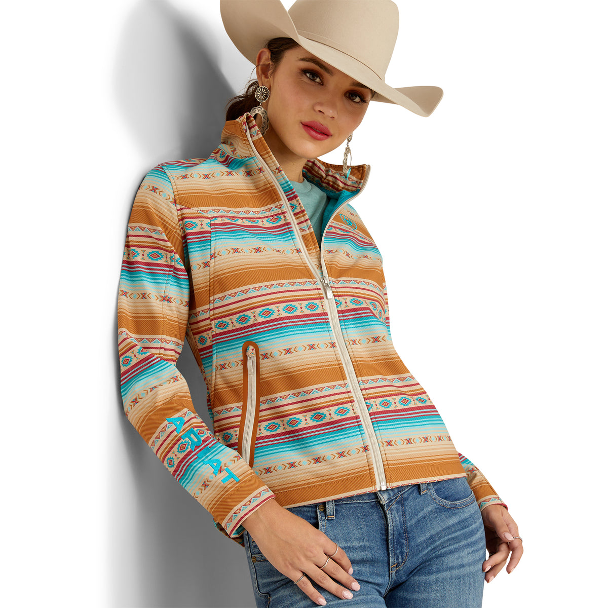 ARIAT WOMEN’S NEW TEAM SOFTSHELL PRINT JACKET - FALLON SERAPE PRINT