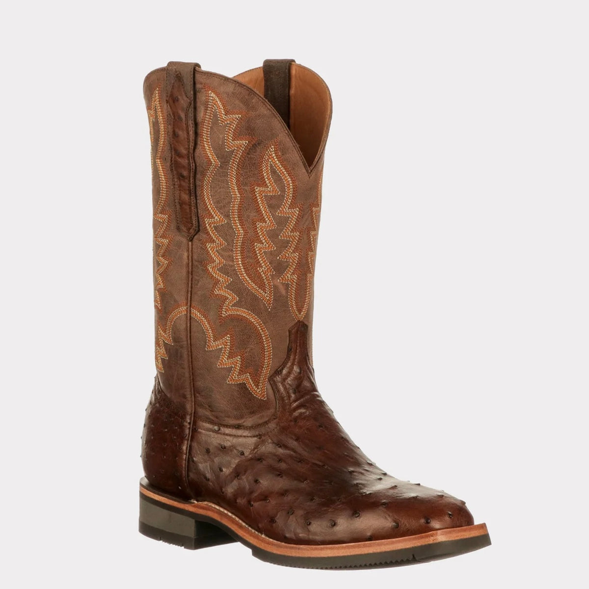 MEN’S LUCCHESE ROWDY - ANTIQUE CHOCOLATE FULL QUILL OSTRICH BOOTS