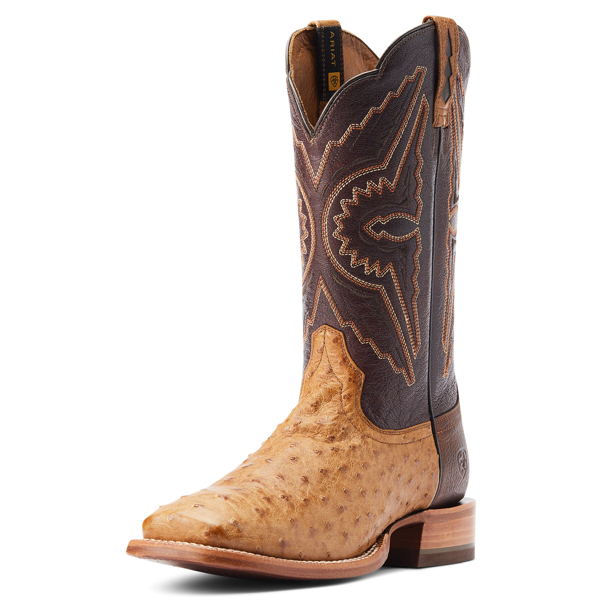 MEN'S ARIAT BRONCY FULL QUILL OSTRICH BOOTS - ANTIQUE SADDLE