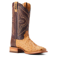 Load image into Gallery viewer, MEN&#39;S ARIAT BRONCY FULL QUILL OSTRICH BOOTS - ANTIQUE SADDLE
