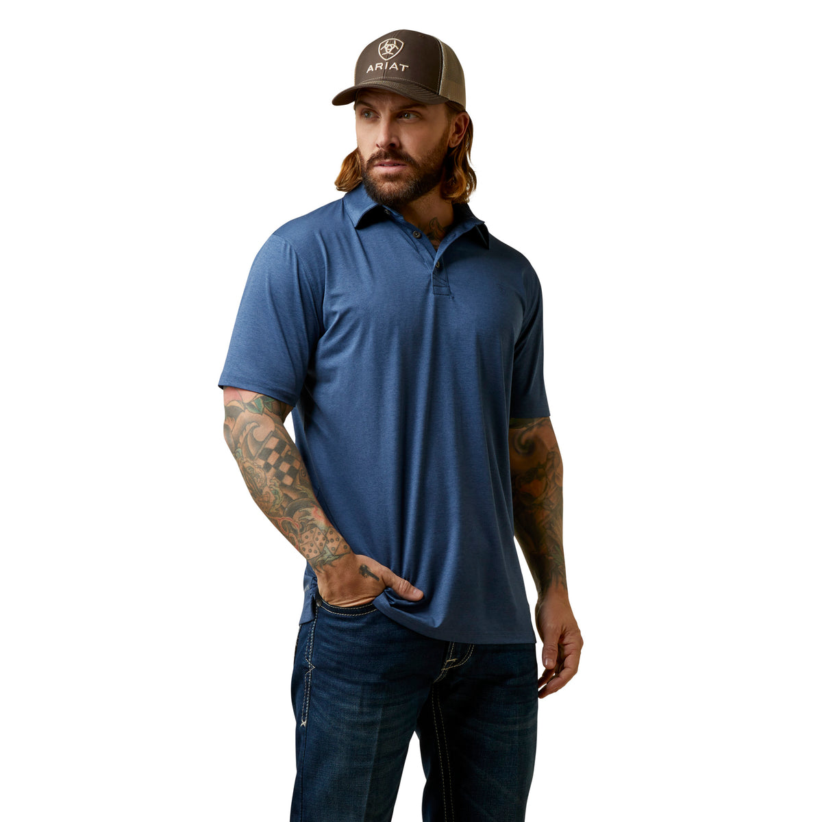 ARIAT CHARGER 2.0 FITTED POLO - MIDSUMMER NIGHT