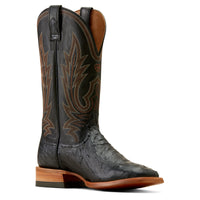 Load image into Gallery viewer, MEN&#39;S ARIAT SHOWBOAT FULL QUILL OSTRICH BOOTS - BLACK
