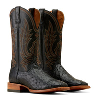 Load image into Gallery viewer, MEN&#39;S ARIAT SHOWBOAT FULL QUILL OSTRICH BOOTS - BLACK
