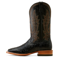 Load image into Gallery viewer, MEN&#39;S ARIAT SHOWBOAT FULL QUILL OSTRICH BOOTS - BLACK
