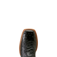 Load image into Gallery viewer, MEN&#39;S ARIAT SHOWBOAT FULL QUILL OSTRICH BOOTS - BLACK
