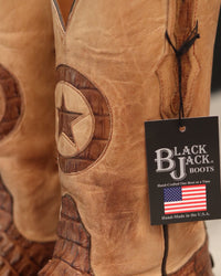 Load image into Gallery viewer, MEN&#39;S BLACK JACK GLOSSY CIGAR CAIMAN TAIL BOOTS
