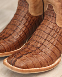Load image into Gallery viewer, MEN&#39;S BLACK JACK GLOSSY CIGAR CAIMAN TAIL BOOTS
