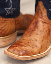 Load image into Gallery viewer, MEN&#39;S BLACK JACK BURNISHED CIGAR FULL QUILL OSTRICH BOOTS
