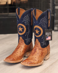 Load image into Gallery viewer, MEN&#39;S BLACK JACK BURNISHED CIGAR FULL QUILL OSTRICH BOOTS
