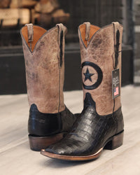 Load image into Gallery viewer, MEN&#39;S BLACK JACK BLACK CAIMAN BELLY BOOTS
