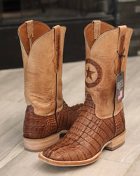 Load image into Gallery viewer, MEN&#39;S BLACK JACK GLOSSY CIGAR CAIMAN TAIL BOOTS
