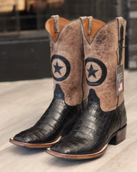 Load image into Gallery viewer, MEN&#39;S BLACK JACK BLACK CAIMAN BELLY BOOTS
