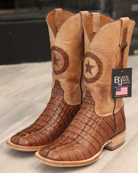 Load image into Gallery viewer, MEN&#39;S BLACK JACK GLOSSY CIGAR CAIMAN TAIL BOOTS
