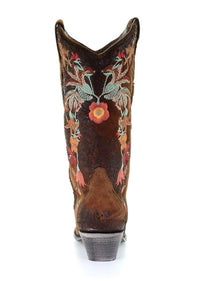 Load image into Gallery viewer, WOMEN’S CORRAL CHOCOLATE LAMB FLORAL EMBROIDERY BOOTS
