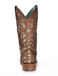 Load image into Gallery viewer, WOMEN’S CORRAL ORIX GLITTERED INLAY AND STUDS BROWN WESTERN BOOTS
