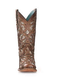 Load image into Gallery viewer, WOMEN’S CORRAL ORIX GLITTERED INLAY AND STUDS BROWN WESTERN BOOTS
