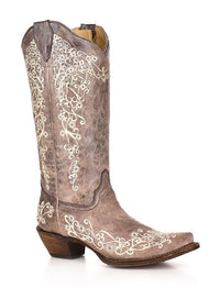 Load image into Gallery viewer, WOMEN’S CORRAL BROWN CRATER BONE EMBROIDERY BOOTS
