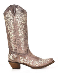 Load image into Gallery viewer, WOMEN’S CORRAL BROWN CRATER BONE EMBROIDERY BOOTS
