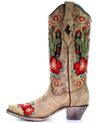 Load image into Gallery viewer, WOMEN’S CORRAL CACTUS INLAY SNIP-TOE BOOTS - El Toro Boots
