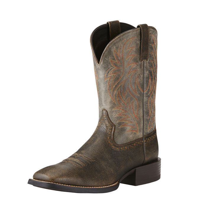MEN'S ARIAT SPORT WESTERN WST BROOKLYN BROWN/ASHES BOOTS - El Toro Boots