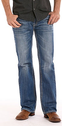 Load image into Gallery viewer, ROCK &amp; ROLL DENIM DOUBLE BARREL RELAXED FIT STRAIGHT LEG JEANS - MED. WASH - El Toro Boots
