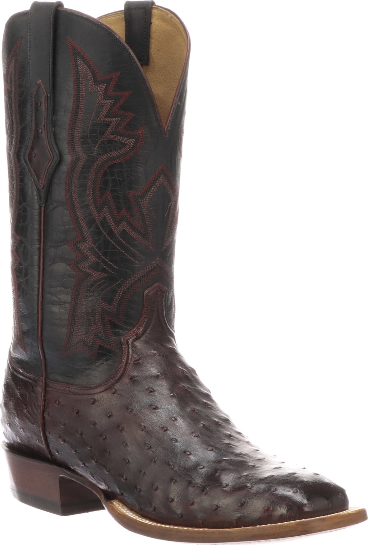 MEN’S LUCCHESE CLIFF - ANTIQUE BLACK CHERRY FULL QUILL OSTRICH BOOTS - El Toro Boots