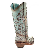Load image into Gallery viewer, WOMEN’S CORRAL MINT GLITTERED INLAY AND STUDS SNIP-TOE BOOTS - El Toro Boots
