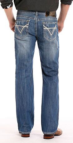 ROCK & ROLL DENIM DOUBLE BARREL RELAXED FIT STRAIGHT LEG JEANS - MED. WASH - El Toro Boots