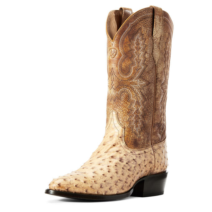 MEN'S ARIAT CIRCUIT LIGHT OAK FULL QUILL OSTRICH BOOTS - R