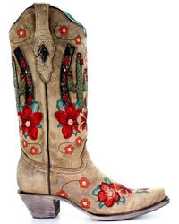 Load image into Gallery viewer, WOMEN’S CORRAL CACTUS INLAY SNIP-TOE BOOTS - El Toro Boots
