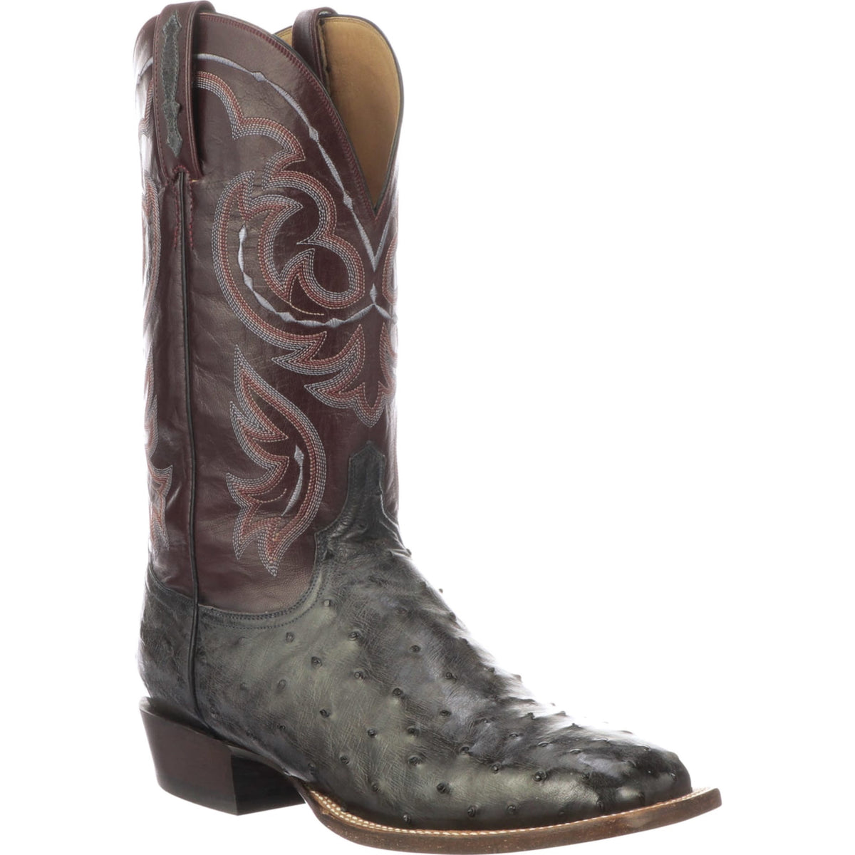 MEN’S LUCCHESE HARRIS - ANTIQUE ANTHRACITE GREY FULL QUILL OSTRICH BOOTS - El Toro Boots