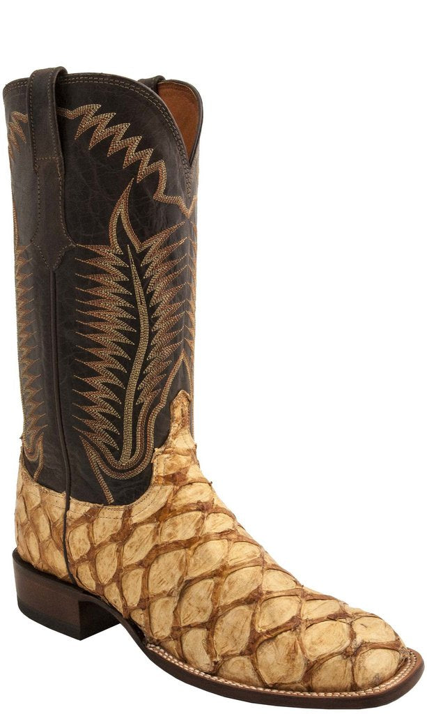 MEN’S LUCCHESE BROOKS - SAND PIRARUCU SQUARE TOE BOOTS - El Toro Boots