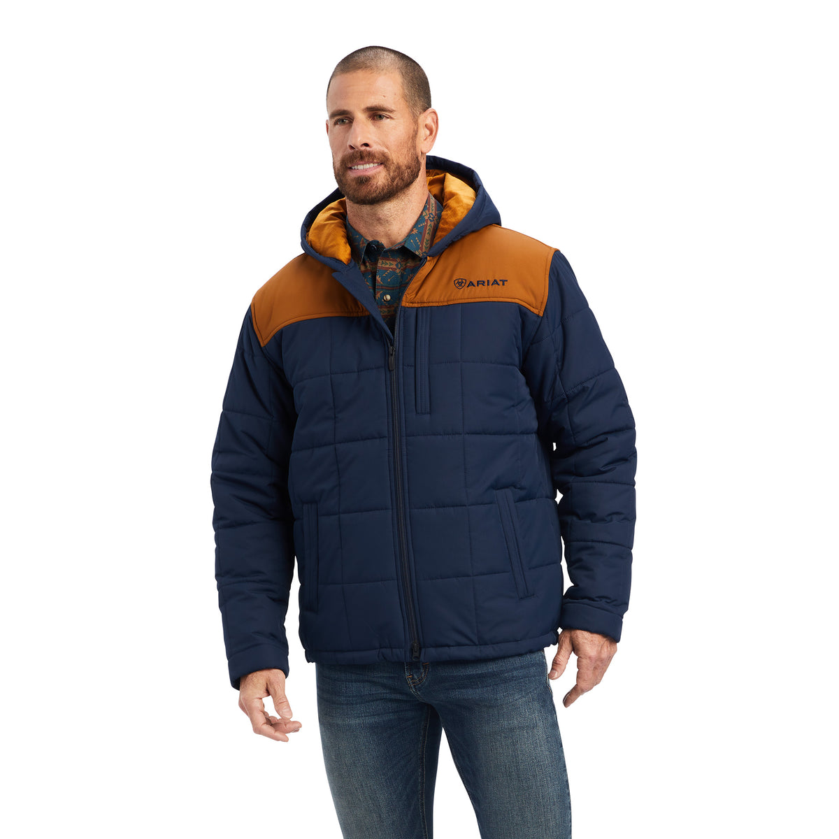 ARIAT CRIUS HOODED INSULATED JACKET - NAVY