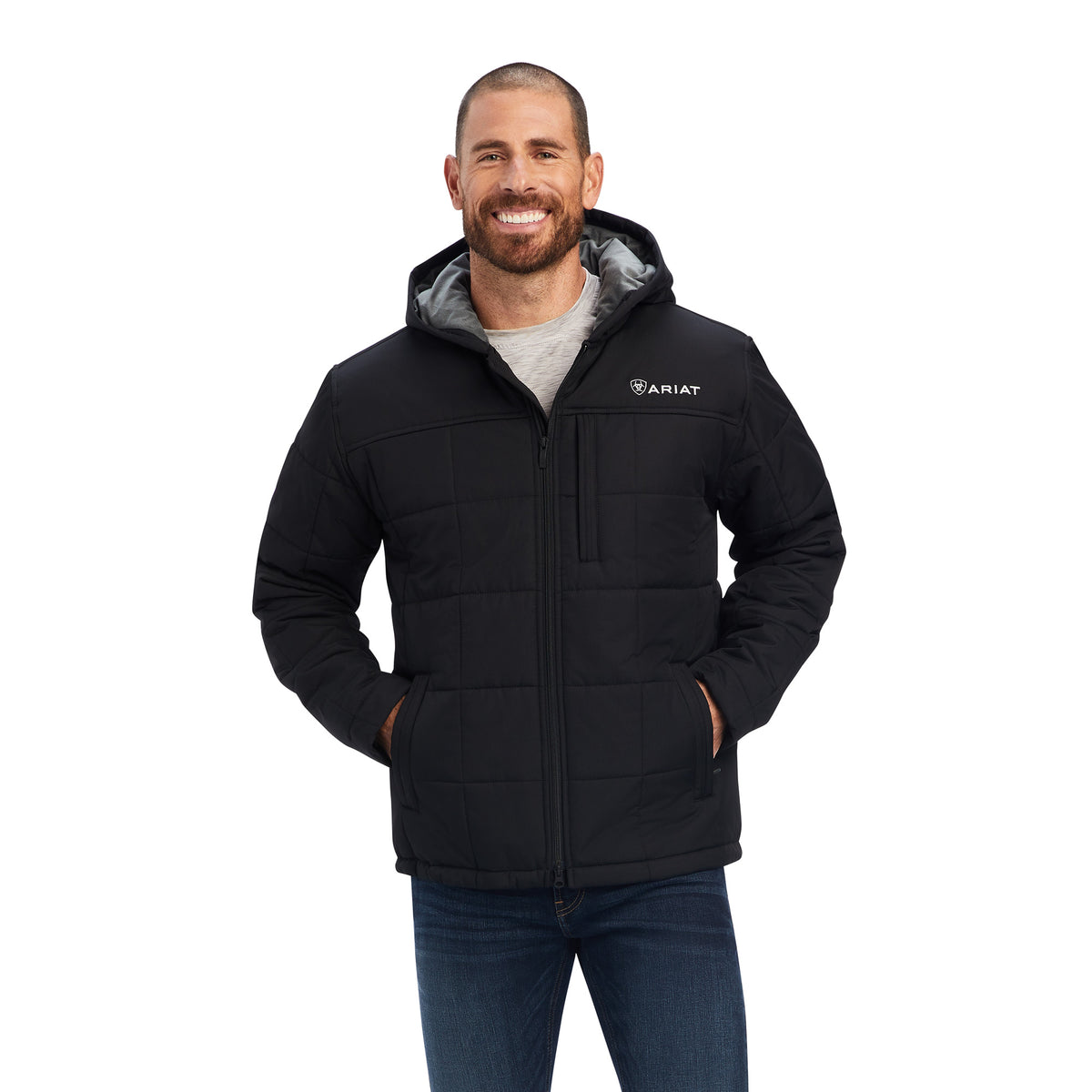 ARIAT CRIUS HOODED INSULATED JACKET - BLACK