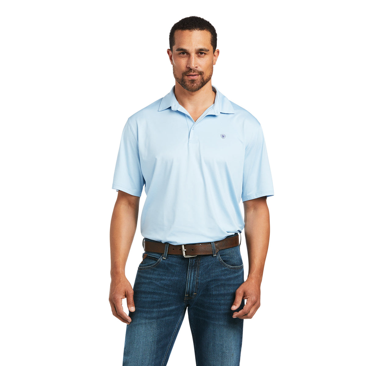 ARIAT CHARGER 2.0 FITTED POLO - POWDER BLUE